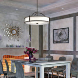 Сучасний підвісний світильник 61см (стара бронза - скло) для кухні, їдальні, вітальні (4xE27) Kichler (Emory)
