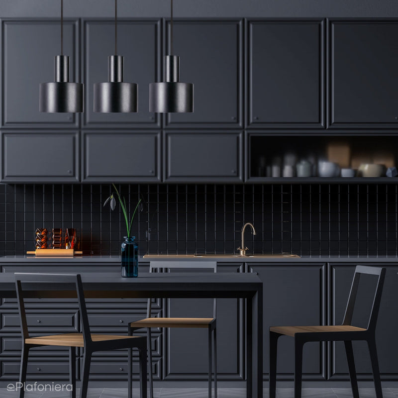Чорний металевий підвісний світильник, люстра для вітальні, спальні, кухні Enkel 3 - Ummo