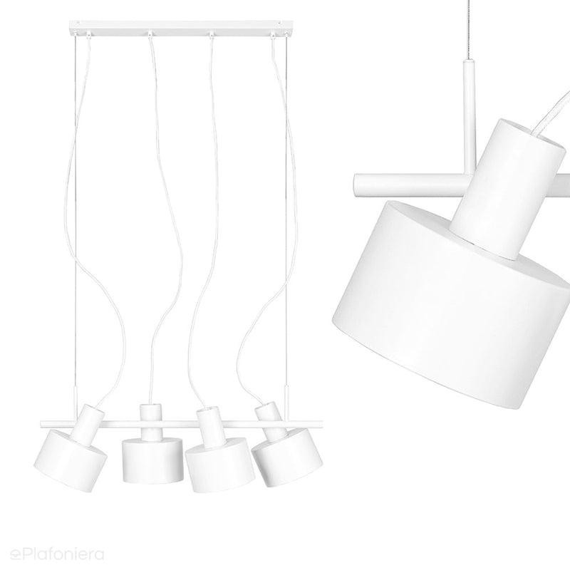 Білий металевий підвісний світильник для кухні, над обіднім столом - Enkel 4, Ummo