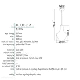 Світильник сучасний підвісний скло 27см (хром) для кухні, вітальні, ресторану (1xE27) Kichler (Everly)
