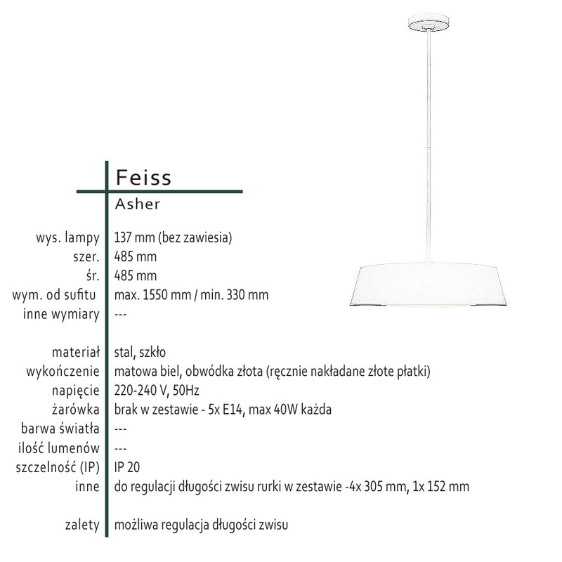 Модний підвісний світильник на кухню, їдальню, вітальню білий метал 5хЕ14 Фейс (Ашер)