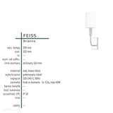 Сучасний настінний світильник (1xE14) для спальні вітальні (нікель полірований) Feiss (Brianna)