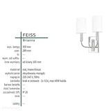 Сучасний настінний світильник (бра 2хЕ14) для вітальні спальні (оксидована латунь) Feiss (Brianna)
