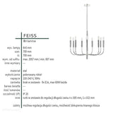 Сучасний підвісний світильник (свічник 9хЕ14) для спальні вітальні (нікель полірований) Feiss (Brianna)