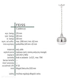 Метал, скло, ланцюжок - світильник підвісний 20/30см (чорний, латунь) для кухні-вітальні (1xE27) Feiss (Cadence)