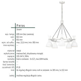 Білий металевий підвісний світильник, люстра для високих кімнат, 5xE27 Feiss (Joan)