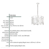 Підвісний світильник Lexi crystal - Feiss (шовковий абажур + полірований нікель) 48см / 3xE27