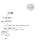 Кришталевий стельовий світильник Lucia, ручний розпис (оксидоване срібло) - Feiss (2xE27)