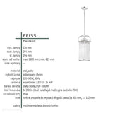 Підвісний світильник для ванної Paulson хром - Feiss (24см, G9 3x4W)