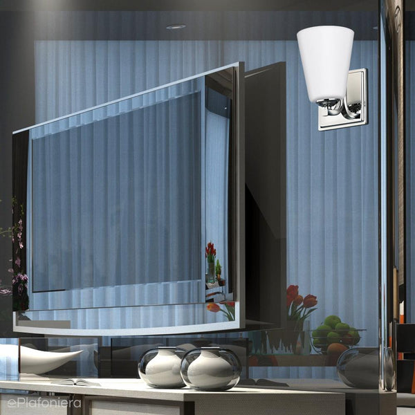 Бра - настінний світильник (непрозоре скло, нікель) для вітальні, спальні, кухні (1xE27) Feiss (Pave)