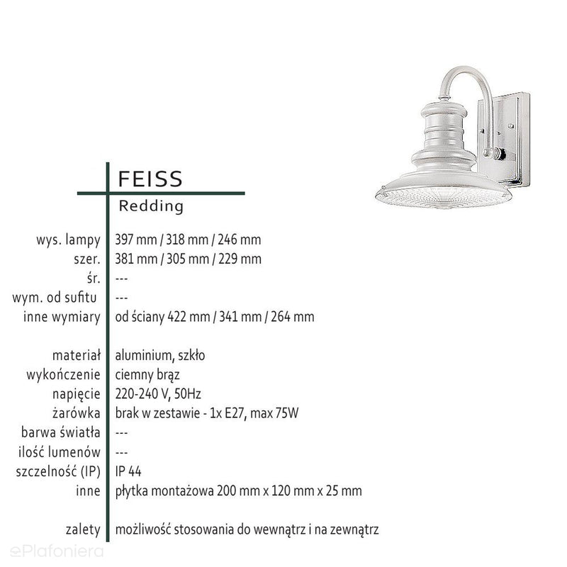 Промисловий настінний світильник Redding для дому та саду IP 44 (23/30/38см) - Feiss (1xE27)