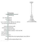 Промисловий підвісний світильник Redding для дому та саду з IP44 - Feiss (30 см / 1xE27)