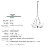 Підвісний світильник - люстра 54см (гранене скло, нікель) для спальні, вітальні, кухні (G9 4x4W) Feiss (Rubin)