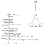 Підвісний світильник - люстра 67см (гранене скло, нікель) для спальні, вітальні, кухні (G9 6x4W) Feiss (Rubin)