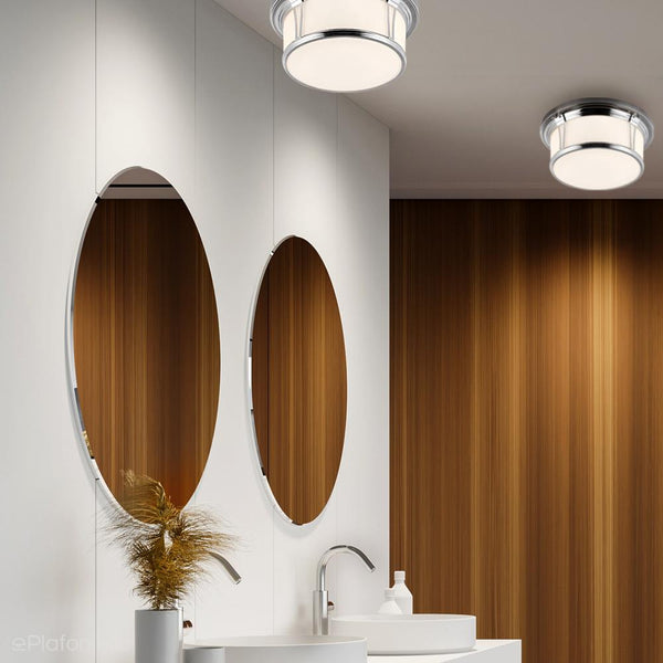 Стельовий світильник для ванної 42/33см (скло, хром) стельовий світильник (E27) Feiss (Woodward)