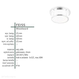Стельовий світильник для ванної 42/33см (скло, хром) стельовий світильник (E27) Feiss (Woodward)