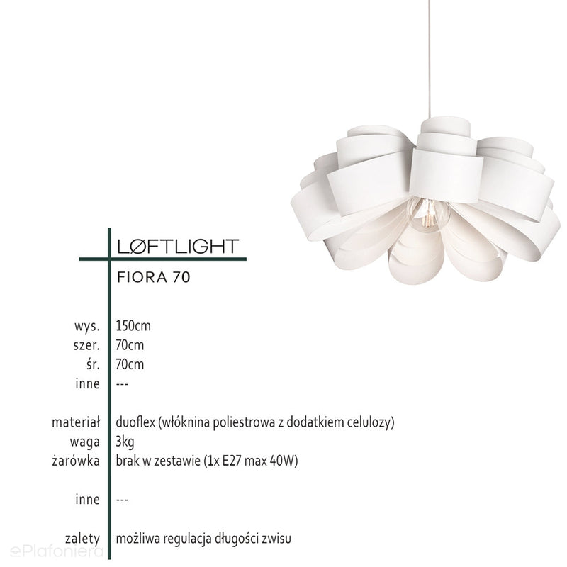 Дизайнерський білий підвісний світильник Fiora 70 LoftLight