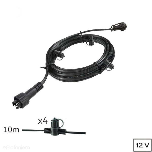Основний кабель 10м SPT-1W з 4 роз'ємами (IP 44) - АКСЕСУАРИ системи 12V LED Polned (6007011)