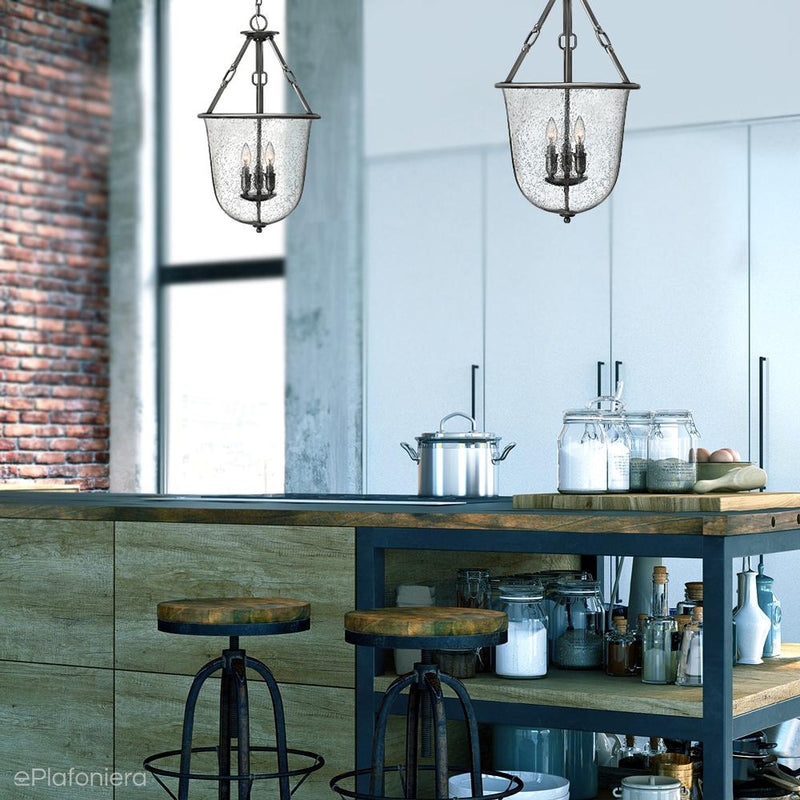 Античний нікель - підвісний світильник, люстра (бульбашки повітря) для кухні вітальні (3xE14) Хінклі (Дакота)