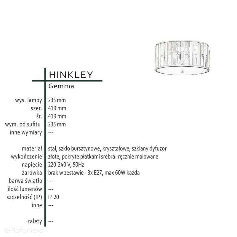 Стельовий світильник Gemma, вкритий срібними пластівцями - Хінклі (золото, срібні пластівці, бурштин, кристали) (3xE27)