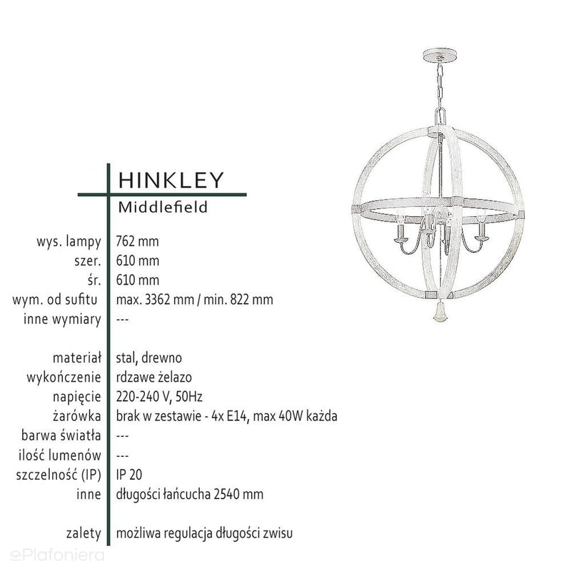 Рустикальна люстра на ланцюжку Middlefield - Hinkley