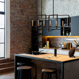 Індустріальний, лофт підвісний світильник Quentin для їдальні / над столом - Хінклі, 90х40см (темно-коричневий + латунь)