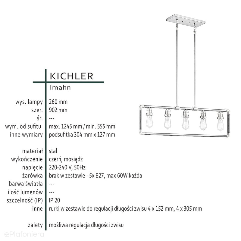 Kichler, Imahn - лофтовий підвісний світильник для вітальні