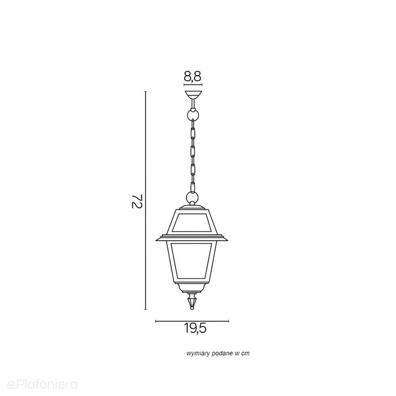 Чорний ліхтар для саду - Вітраж вуличний підвісний світильник SU-MA