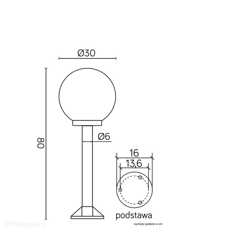 Торшер 50 см (білий/димчаста куля, 20/25/30 см) відкритий сад (1x E27) SU-MA (K кульки)