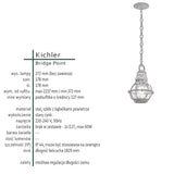 Вуличний ліхтар Bridge Point - Kichler, горищний підвісний світильник з ланцюжком, 1xE27