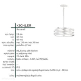 Світильник металевий 49см, підвісний - нікель, для вітальні, спальні (3xE27) Kichler (Roswell)