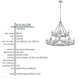 Підвісний світильник - люстра-замок (дерево, метал, 112см) для передпокою вітальні (15xE14) Kichler (Taulbee)