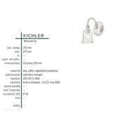 Настінний світильник - вінтажний (латунь) бра для їдальні, спальні, ванної (1xE27) Kichler (Waverly)