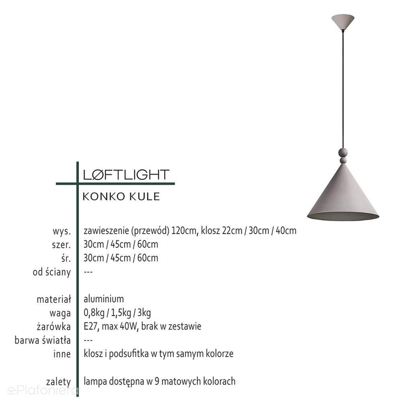 Світильник підвісний металевий - для вітальні, спальні, кухні (30/45/60см 1xE27) (Konko Kule) Лофтлайт