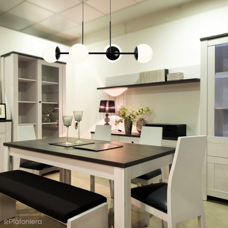 Чорна куля підвісна лампа над столом Kop E - люстра для вітальні, спальні, кухні Ummo
