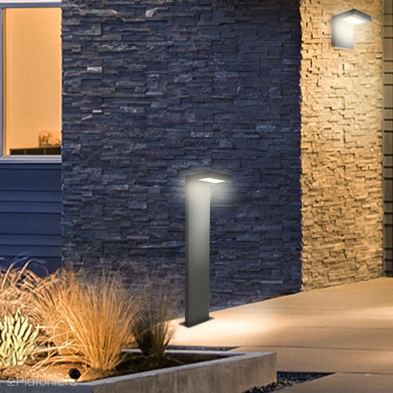 Плоский світлодіодний стовпчик 10W, 58 - сучасний вуличний садовий світильник графіт SU-MA (Karo)