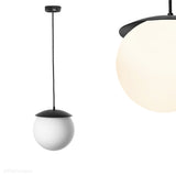 Стельовий підвісний світильник, біла куля, 20 см - Kuul G, чорний монтаж, Ummo