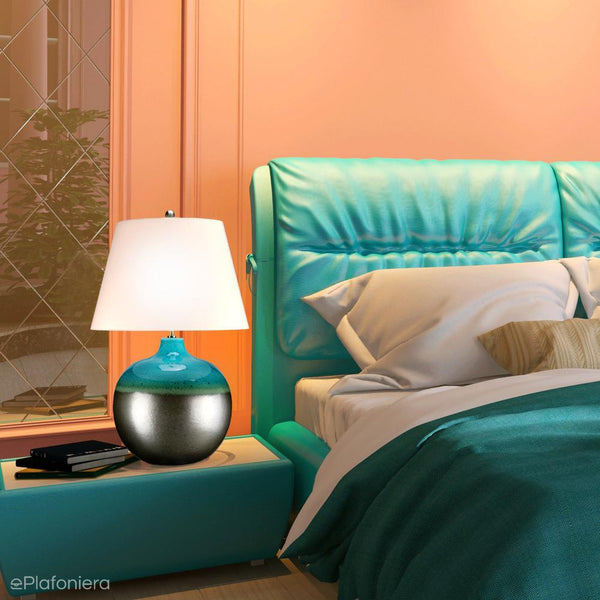 Торшер бірюзовий 71см - настільна лампа (порцеляна) для вітальні, спальні, кабінету (1xE27) Elstead (Laguna)