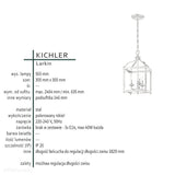 Підсвічник-ліхтарик підвісний металевий 30х30см (нікель матовий) для кухні вітальні (3хЕ14) Kichler (Larkin)