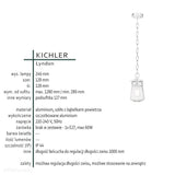 Скляний підвісний світильник Lyndon для приміщень, на вулиці - Kichler (алюміній)
