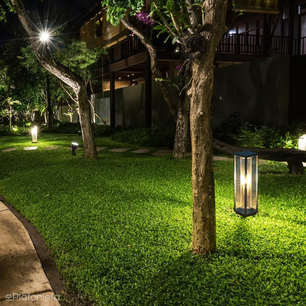 Сучасний чорний садовий ліхтар 50x14см - відкритий стоячий світильник, стовп (1x E27) SU-MA (Порту)
