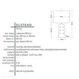 Світильник стоячий 60см - настільний (чорна порцеляна) для вітальні, спальні, кабінету (1xE27) Elstead (Онікс)