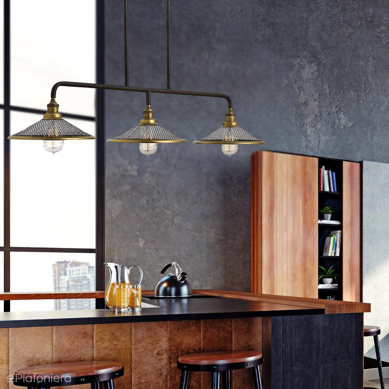 Люстра лофт Rigby з латунню - Хінклі, 100х25 см, світильник для кухні / вітальні / спальні