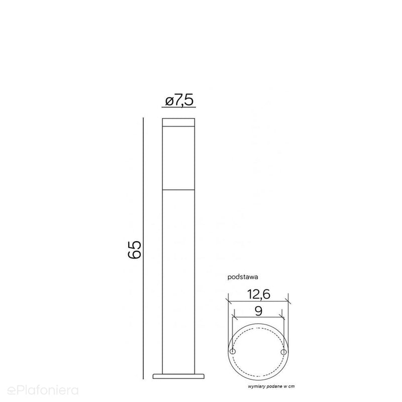 Кругла стійка 45/65/110 см - відкритий садовий світильник (чорний/сталь) (1x E27) SU-MA (Інокс)