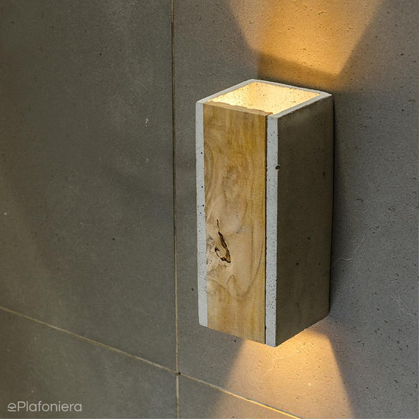 Настінний світильник з бетону - дерево, бра для вітальні, спальні, кухні (2x GU10) (Orto Teak) Лофтлайт