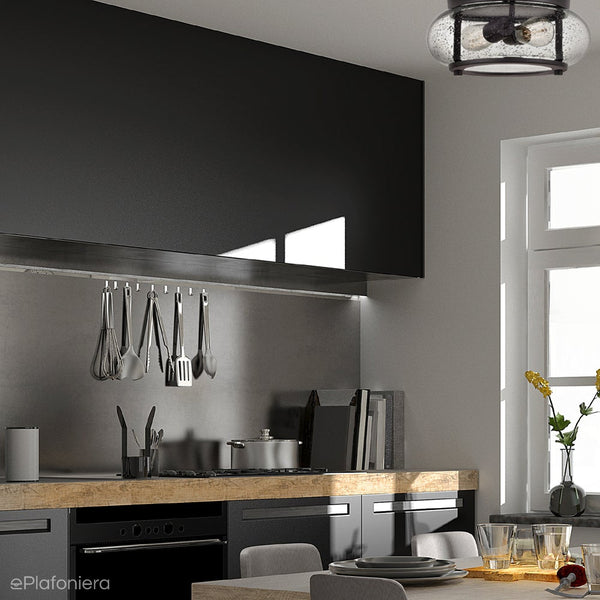 Скляний плафон - стельовий світильник 30см (коричневий, 2xE27) для кухні, їдальні, вітальні Quoizel (Trilogy)