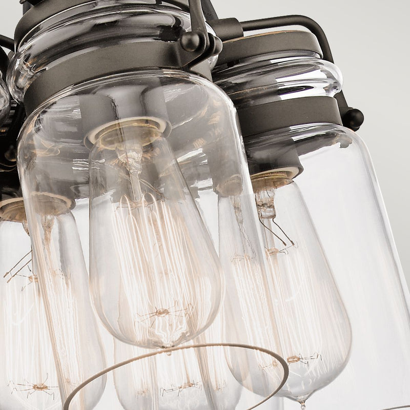 Підвісний світильник зі скляним плафоном (стара бронза) для кухні-вітальні 6xE27, Kichler (Brinley)