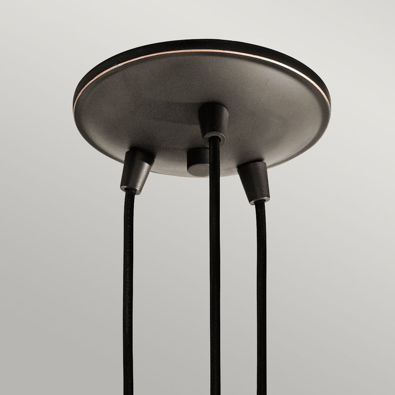 Підвісний світильник зі скляним плафоном (стара бронза) для кухні-вітальні 3xE27, Kichler (Brinley)