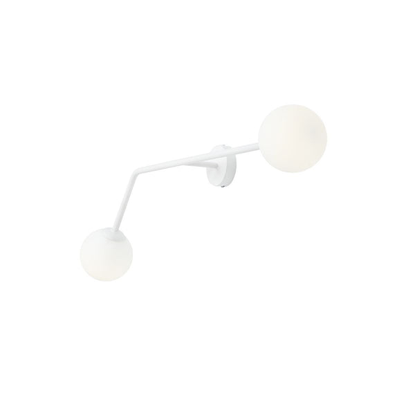 Світильник для вітальні білий, молочні кулі на трубі (настінний горизонтальний 2xE14) Aldex (Pure) 1064D