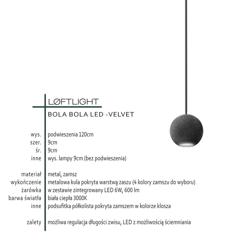 Сучасний підвісний світильник (Velvet 1), для вітальні спальні Bola Bola LED Loftlight
